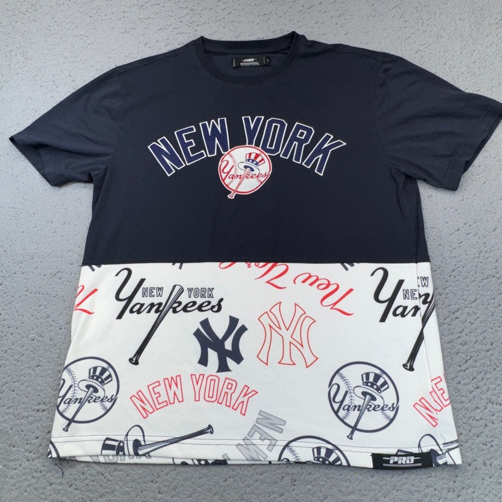 New York Yankees Shirt Mens Large Blue All Over Print Pro Standard MLB Baseball